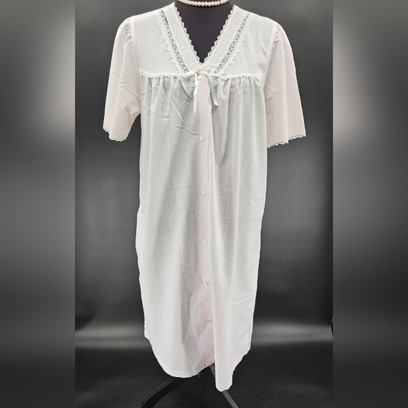Enchantmates Miss Elaine Lt PINK Dressing Gown Robe Nightgown Womens M Vintage - Picture 1 of 6